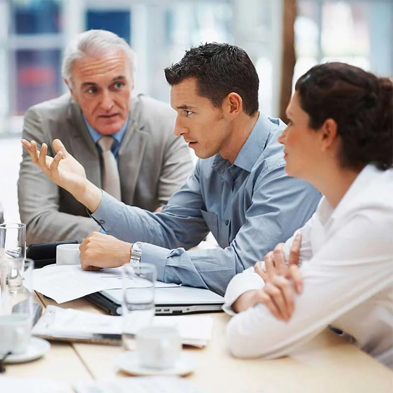 Business professionals reviewing a project together